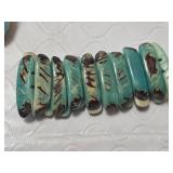 Metal and Turquoise Style Jewelry Lot, Including Beaded Bracelet, Gold-Tone Enamel Bracelet, and Shell Style Bracelet