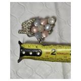 Colorful Faux Pearl and Rhinestone Brooch