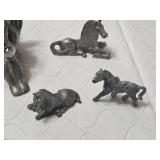 Assorted Pewter Figurines including Animals, Angel with Crystal, and Cowboy with some marked 