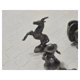 Assorted Pewter Figurines including Animals, Angel with Crystal, and Cowboy with some marked 