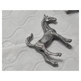 Assorted Pewter Figurines including Animals, Angel with Crystal, and Cowboy with some marked 