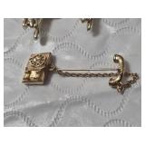 Lot of Vintage Jewelry Brooches: Cuckoo Clocks, Saxophone, and Telephone - Avon