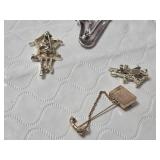 Lot of Vintage Jewelry Brooches: Cuckoo Clocks, Saxophone, and Telephone - Avon