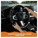 $17 Steering Wheel Cover with Sparkly Crystal Rhinestone, Delicate and Anti-Slip Bling Steering Wheel Cover  Adaptable to 14.5-15 inches Car Wheel Protector for Women Girl Diamond Car Accessories, Bla