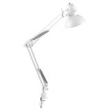 $35 Globe Electric 52847 31.5 Inch Swing Arm Clamp-On White Desk Lamp with Nickel Accents, On/Off Rotary Switch, Book Reading Light, Home Essentials, Office D cor, LED Bulb Compatible