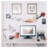 $35 Globe Electric 52847 31.5 Inch Swing Arm Clamp-On White Desk Lamp with Nickel Accents, On/Off Rotary Switch, Book Reading Light, Home Essentials, Office D cor, LED Bulb Compatible