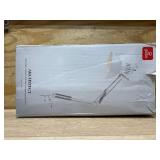 $35 Globe Electric 52847 31.5 Inch Swing Arm Clamp-On White Desk Lamp with Nickel Accents, On/Off Rotary Switch, Book Reading Light, Home Essentials, Office D cor, LED Bulb Compatible