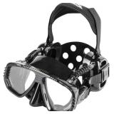 $144 IST ProEar Dive Mask with Ear Covers, Scuba Diving Pressure Equalization Gear, Tempered Glass Twin Lens (Black Silicone)
