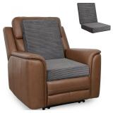 $32 HIGOGOGO Corduroy Recliner Chair Cushion with Lumbar Support Pillow Soft Non-Slip 4" Thick Seat Pad Prevent Buttocks & Back Pain in Seniors (Grey, 21" Backrest)