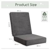 $32 HIGOGOGO Corduroy Recliner Chair Cushion with Lumbar Support Pillow Soft Non-Slip 4" Thick Seat Pad Prevent Buttocks & Back Pain in Seniors (Grey, 21" Backrest)