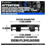 $24 2.6Inch 65MM Wheel Center Caps for Ford FL341A096 Rim Hub Caps, Pack of 4 (Matte Black, Outer 65MM, Inner 61MM)