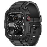 $19 amBand Bands Compatible with Apple Watch 9/8/7/6/5/4 & SE 3/2/1 45mm/44mm Case for Men, M1 Sport Series Rugged Case Protective Cover for iWatch SE3/SE2/6/SE/5/4 44/45 mm Men Black