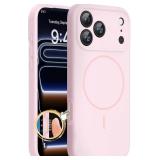 $21 Miracase Magnetic for iPhone 17 Pro Case, Compatible with MagSafe, Integrated Silicone Camera Control Cover, 3.0mm Thicken Shockproof Drop Protection Phone Case for 17 Pro,Sand Pink