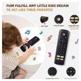 $13 Baby TV Remote Toy - Realistic Play Remote toy with Lights and Sounds, 3 Languages (English, Spanish & French), Learning Musical Toys, Preschool Infant Boys Girls Toys Gift for 1 2 Year Old, Black