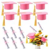 $27 Breling 12 Pcs Pink and Gold Graduation Centerpiece Sticks Felt Graduation Scroll Diploma and Grad Cap with Tassel Decor 2026 Table Toppers Centerpiece Party Supplies for Grad Party Decorations