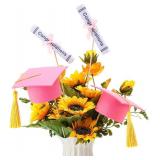 $27 Breling 12 Pcs Pink and Gold Graduation Centerpiece Sticks Felt Graduation Scroll Diploma and Grad Cap with Tassel Decor 2026 Table Toppers Centerpiece Party Supplies for Grad Party Decorations