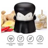 OTOTO Gracula Garlic Press, Garlic Crusher, Garlic Mincer, Also for Ginger, Nuts, Chili, Herbs - Twist Top Mincer & Easy Squeeze Manual Press Peeler, Goth Gifts