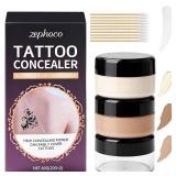 $15 Tattoo Cover Up Makeup Waterproof, 2 Colors Mix Foundation Full Coverage Tattoo Coverup Make Up for Leg Neck Body, Scars Vitiligo Veins Dark Spots Long Lasting Concealer for All Skin, Ivory Dark 1