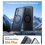 $21 TORRAS Magnetic Shockproof for Samsung Galaxy S26 Plus Case, Fit for MagSafe, 4X Military Grade Protection, Translucent Slim f or Galaxy S26+ 6.7