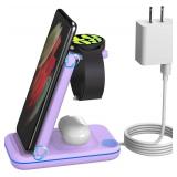 $29 Multi Charger for Samsung, Foldable Charger ONLY for Galaxy Watch Ultra/7/6/5/4/3/Active 2, Travel 3 in 1 Fast Charging Station/Dock for Samsung S24/S23/S22/S21/S20/Note 20, for Buds 3/2 Pro(Viole