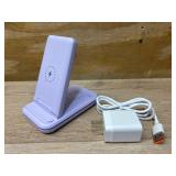 $29 Multi Charger for Samsung, Foldable Charger ONLY for Galaxy Watch Ultra/7/6/5/4/3/Active 2, Travel 3 in 1 Fast Charging Station/Dock for Samsung S24/S23/S22/S21/S20/Note 20, for Buds 3/2 Pro(Viole