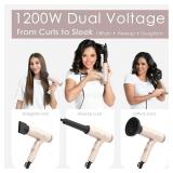 $24 TOME Dual Voltage Travel Hair Dryer, Foldable Blow Dryer, DC Motor, 1200W Fast Drying, Cool Shot, 3 Heat 3 Speed, Nozzle, Diffuser, Air-Powered Wrap Wands, 120 240V Universal Adapter Red (Pink)