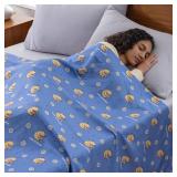 $13 Berkshire LIG  Twin Flat Sheet (Only), Brushed Microfiber Sheet with Cute Cartoon Characters, Soft, Breathable, Easy-Care Bedding for LIG Fans, Spring Hunny Small Cornflower Blue