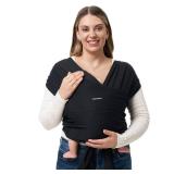 $26 Momcozy Baby Wrap Carrier, Easy to Wear Infant Carrier Slings, Lightweight Hands Free Baby Sling, Adjustable Baby Carriers for Newborn to Toddler 8-35 lbs, Black