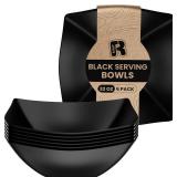 $13 R-kay 6 Pack Square Plastic Serving Bowls - Black Plastic bowls 32 Oz - Premium Black Disposable bowls Heavy Duty For Weddings Catering And Birthday parties