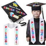 $13 2025 Preschool Graduation Cap with Printed Graduation Stole Unisex Preschool Graduation Cap Sash