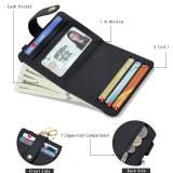 Airkit Small Wallets Woman RFID Blocking Leather Credit Card Holder - with ID Window - Card Wallets for Women - with Zipper Coin Purse - Keychain Wallet