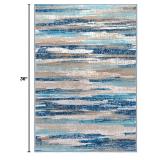 $19 Lansny Small Abstract Area Rug, Entryway Rug Washable Door Mat Indoor Entrance, 2x3 Washable Rug Non-Slip, Soft Blue Kitchen Rugs Thin Print Faux Wool Floor Carpet Throw Rugs for Foyer Front Door 