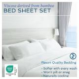 $36 Hotel Sheets Direct 4 Piece Bed Sheet Set Full Size, 100% Viscose Derived from Bamboo Sheets Set with 1 Pillowcase, Cooling & Breathable Luxury Bedding, Moisture-Wicking, Silky Soft Texture, Rose 