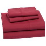 $16 Amazon Basics Breathable, Wrinkle-Free, Ultra-Soft Microfiber 4 Piece Bed Sheet Set with 14-Inch Deep Pockets, Full, Burgundy, Solid