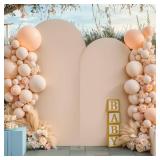 $26 Nude Arch Covers Set of 2-7.2 and 6ft Nude Arch Backdrop Cover Spandex Wedding Balloon Arch Stand Covers for Baby Shower Birthday Party Bridal Shower Photo Arch Covers Stretchy Backdrop