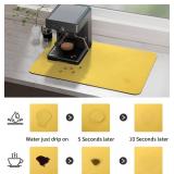 $13 Ecotrim Absorbent Coffee Mat , Stain Hiding PU Leather Surface, Non-Slip Natural Rubber Backing, Quick Dry Mat for Espresso Machine, Kitchen Counter ,Yellow | 12" x 19"