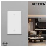 BESTTEN 10 Pack 1-Gang No Device Blank Wall Plate, UL Listed, Standard Size, H4.53" x W2.76", Unbreakable Polycarbonate Thermoplastic Outlet Cover, White
