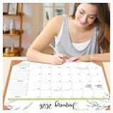 $13 Desk Calendar 2026 with Desk Mat   22" x 17" Large Desk Pad Calendar Runs from January 2026 to June 2027, Floral Design Desktop Calendar for Home, Office