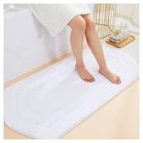 $31 COSY HOMEER Extra Thick Bath Rugs for Bathroom - Anti-Slip Bath Linen Sets Mats Soft Plush Yarn Shaggy 100% Strong Polyester Living Room Bedroom Water Absorbent(White,24x48 - Inches)