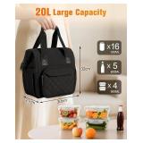 $18 ISEYOU Large Lunch Bag for Men & Women, 20L Insulated Cooler Bag with Wide Opening, Leak-Proof & Multi-Pocket Leather Lunch Box, Adjustable Strap Lunch Tote Bags for Work, Office, Picnic and Campi