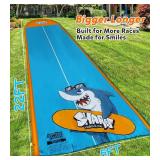 $32 Spring Water Slip and Water Slide, 22ft *2 Lanes Slip Water Slides for Kids Backyards Ages 5-8 8-12 with Sprinkler and Inflatable Bodyboards, Summer Water Fun Toy for Outdoor Lawn Games Play