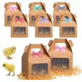 $12 Maitys Chicken Birthday Party Favor Boxes Farm Animal Foldable Chicken Box with Raffia Grass Bow Paper Treat Goodie Boxes for Adopt Chick Party Birthday(Classic,3.94