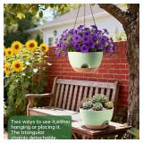 $20 3-Piece Set of 10-Inch Hanging Planters with Automatic Watering System and Drip Tray, Includes Metal Chain, Suitable for Various Indoor and Outdoor Plants and Flowers, Green Brown