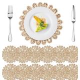 $44 Set of 12 Ruffled Woven Corn Husk Placemats 11.8