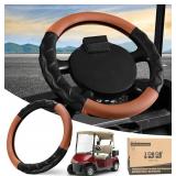 $23 10L0L 13 Inch Golf Cart Steering Wheel Covers for EZGO TXT&RXV 1994-up, Upgraded Microfiber Anti-Slip Steering Wheel Cover with Pu Leather