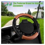 $23 10L0L 13 Inch Golf Cart Steering Wheel Covers for EZGO TXT&RXV 1994-up, Upgraded Microfiber Anti-Slip Steering Wheel Cover with Pu Leather