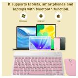 Rechargeable Bluetooth Keyboard and Mouse Combo, Universal Ultra-Slim Wireless Keyboard Mouse Set for Android Windows iPad iPhone Samsung Tablet Portable Compact Keyboard Set (Pink) (missing usb cable
