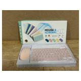 Rechargeable Bluetooth Keyboard and Mouse Combo, Universal Ultra-Slim Wireless Keyboard Mouse Set for Android Windows iPad iPhone Samsung Tablet Portable Compact Keyboard Set (Pink) (missing usb cable