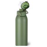 $18 Insulated Water Bottle 24 oz with Dustproof Lid, Carry Handle & Tea Infuser, BPA-Free & Leakproof, Stainless Steel Water Bottles Ideal for Fitness, Hiking, Office & Outdoor Use(Olive Green)