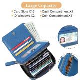 $11 Genuine Wallet Women RFID Blocking Card Holder, Small Leather Womens Wallet with Zipper ID Window Coin Pocket